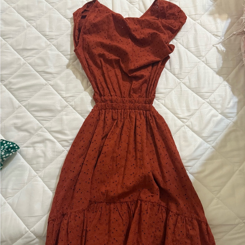 Chic Asymmetrical Rust Dress